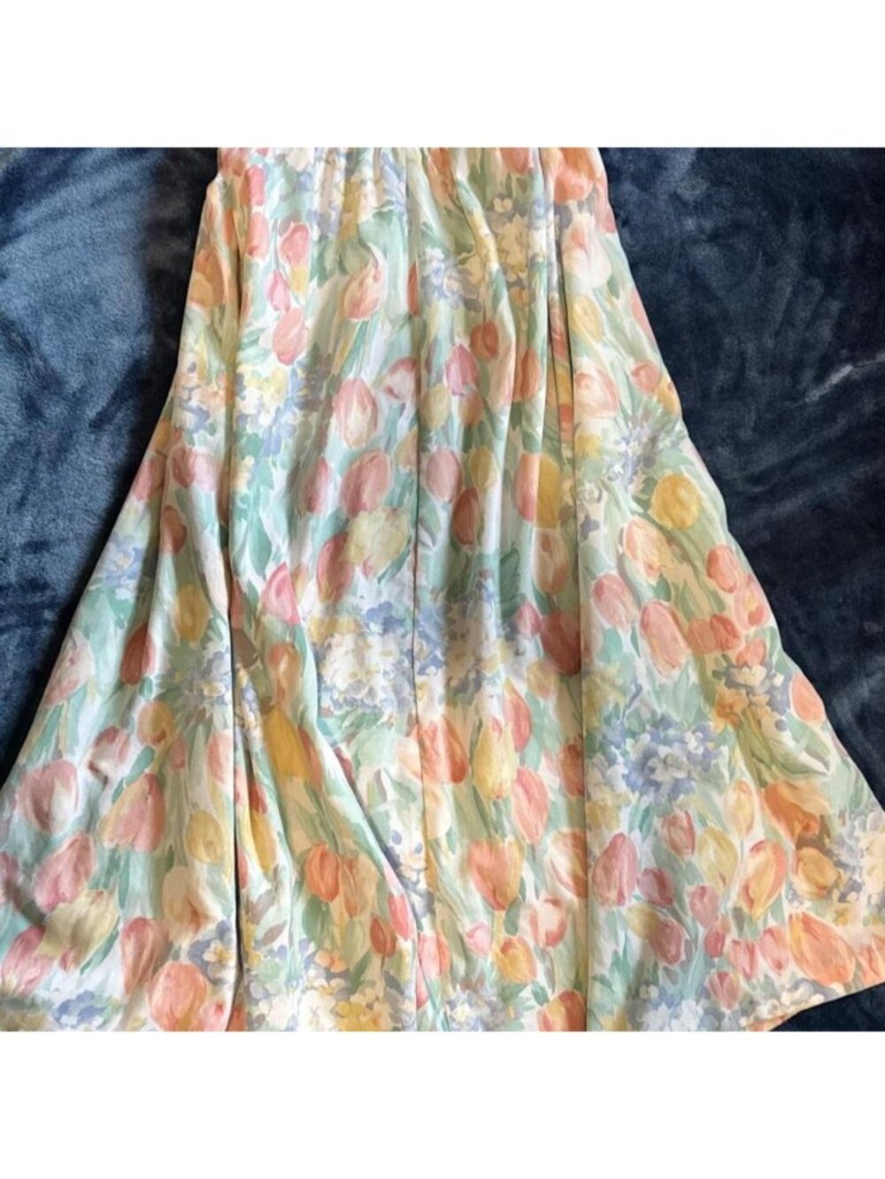 Prettiest vintage 80s Alfred Dunner pastel floral midi / maxi skirt!